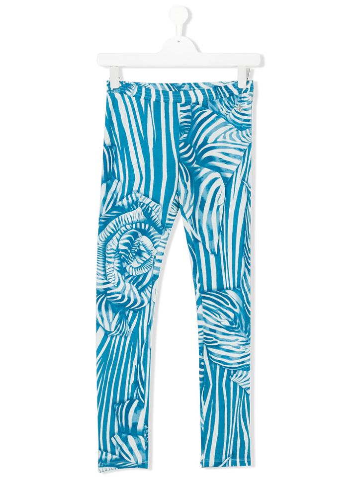 Roberto Cavalli Kids Teen Zebra Print Leggings - Blue