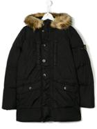 Stone Island Junior Teen Fur-trimmed Hood Coat - Black