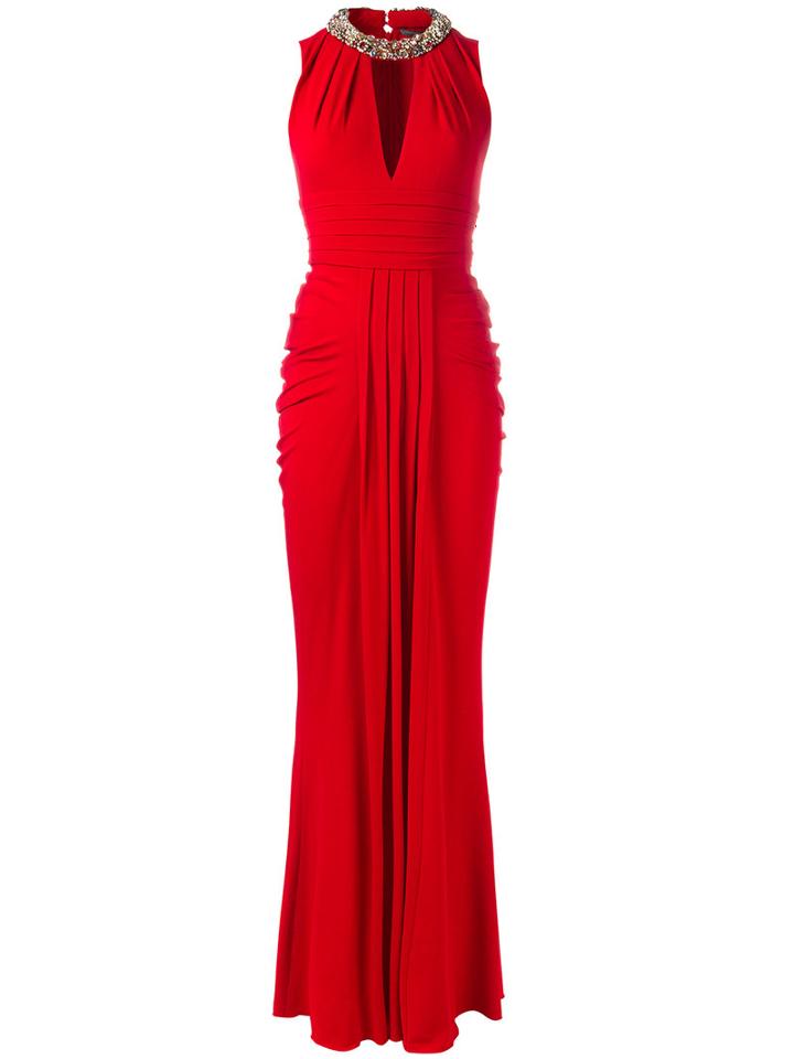Alexander Mcqueen Halterneck Maxi Dress, Women's, Size: 40, Red, Viscose/spandex/elastane/polyamide