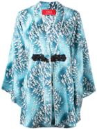 F.r.s For Restless Sleepers Bird Print Kimono Jacket, Women's, Size: Medium, Blue, Silk