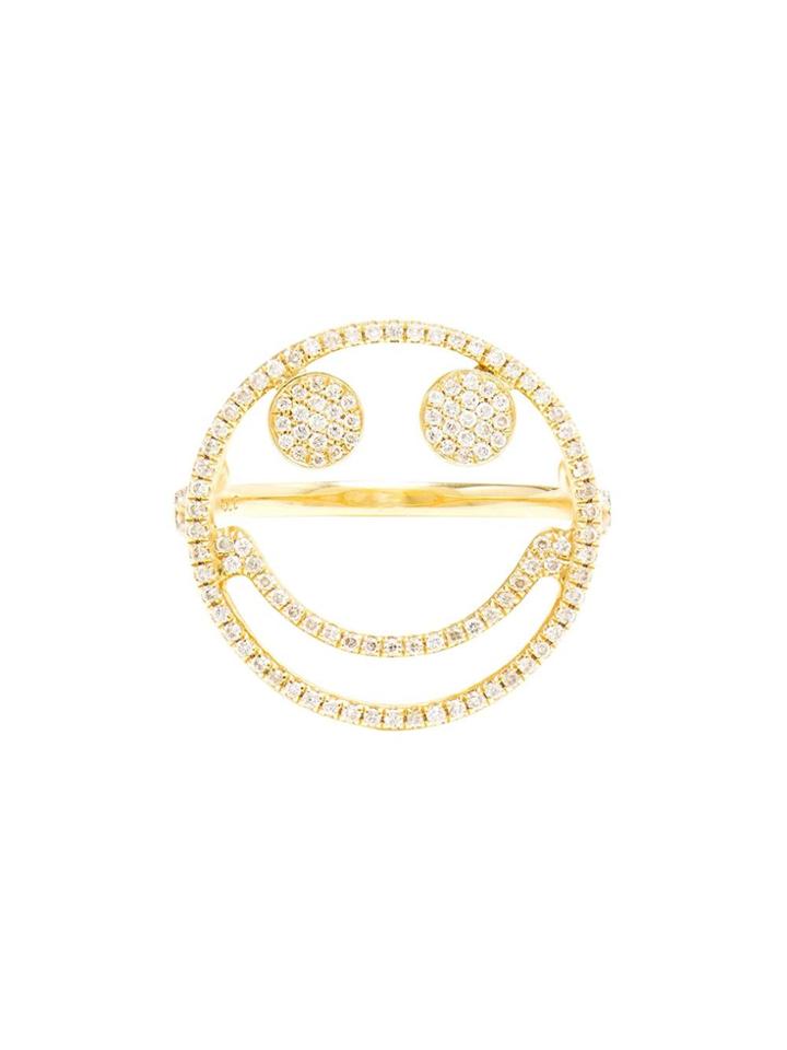 Rosa De La Cruz Diamond Smiley Ring - Metallic
