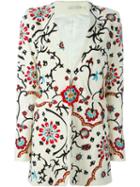 Alice+olivia 'chriselle' Embroidered Long Single Breasted Blazer