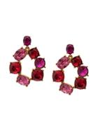 Oscar De La Renta Crystal Statement Earrings - Red