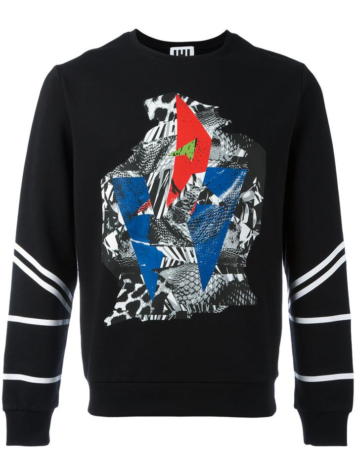Les Hommes Urban Printed Sweatshirt, Men's, Size: Large, Black, Cotton
