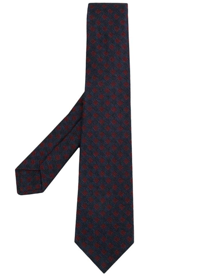 Kiton Diamond-pattern Knit Tie - Blue