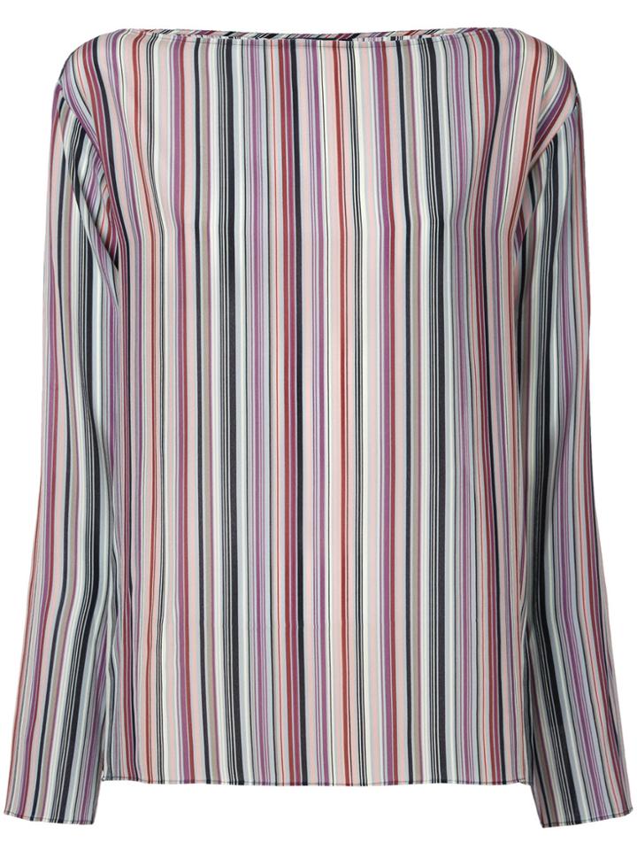 Theory Boat Neck Striped Blouse - Multicolour