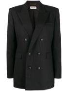 Saint Laurent Double-breasted Fitted Blazer - Black
