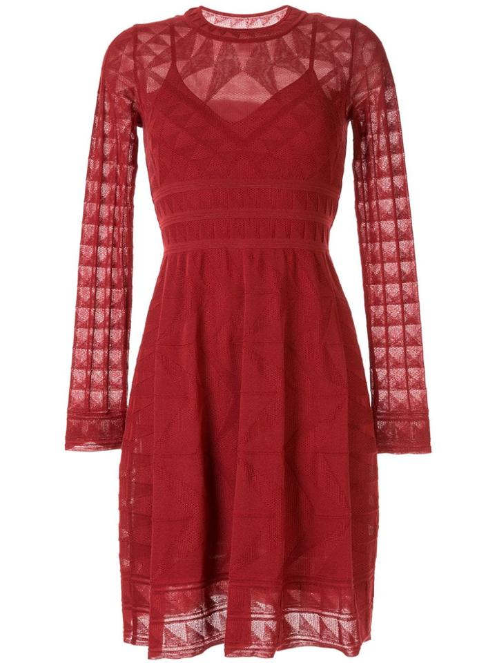 M Missoni Long-sleeved Knitted Dress - Red