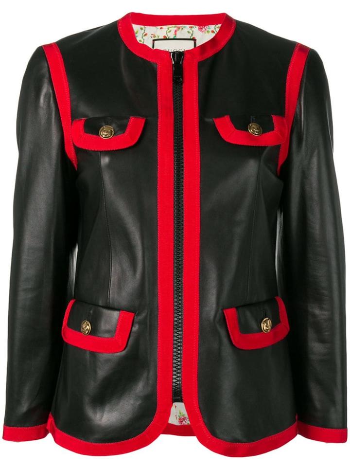 Gucci Leather Bon Ton Jacket - Black