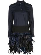 Sara Roka Feather Embellished Shirt Dress - Blue