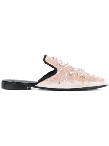 Giuseppe Zanotti Design The Dazzling Elsa Flat Mules - Nude & Neutrals