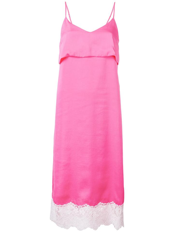 Steve J & Yoni P - Lace Slip Dress - Women - Nylon/polyester - Xs, Women's, Pink/purple, Nylon/polyester