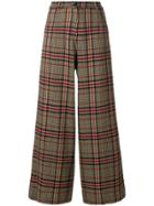 Pinko Checked Wide Leg Trousers - Green