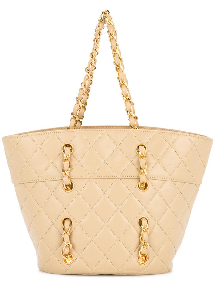 Chanel Vintage Quilted Chain Handbag - Nude & Neutrals