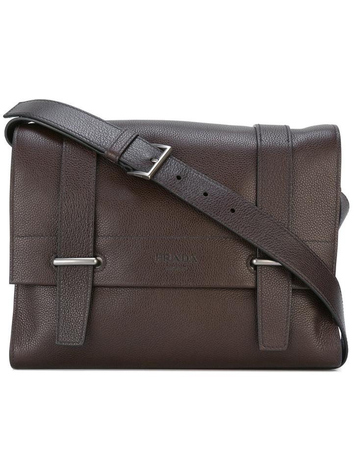 Prada Classic Satchel, Men's, Brown, Calf Leather