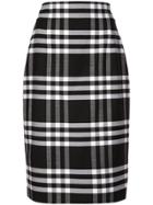 Oscar De La Renta Plaid Fitted Skirt - Blue