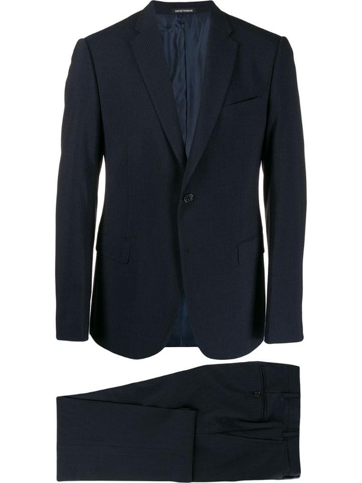 Emporio Armani Check Print Two Piece Suit - Blue