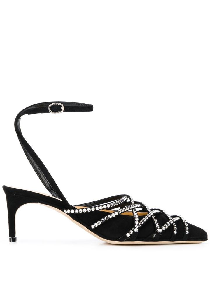 Giannico Daisy Embellished-strap Pumps - Black
