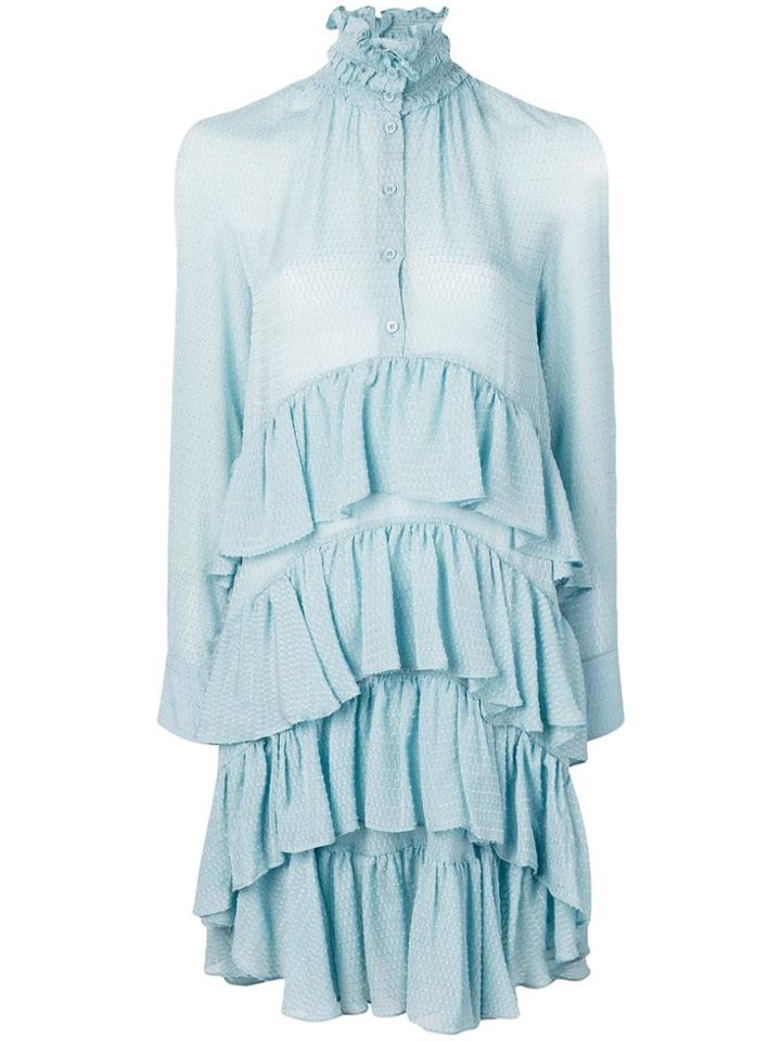 Carven Long-sleeve Flared Dress - Blue