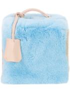 Natasha Zinko Fur Colour Block Cube Tote Bag - Blue