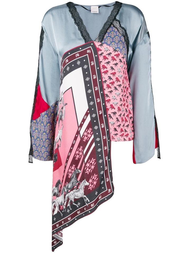 Pinko Patchwork Asymmetric Blouse - Grey