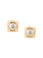 Chanel Pre-owned 1998 Autumn Logo Square Earrings - Gold