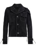 Lanvin - Tassel Detail Biker Jacket - Men - Cotton/calf Leather/viscose - 50, Grey, Cotton/calf Leather/viscose