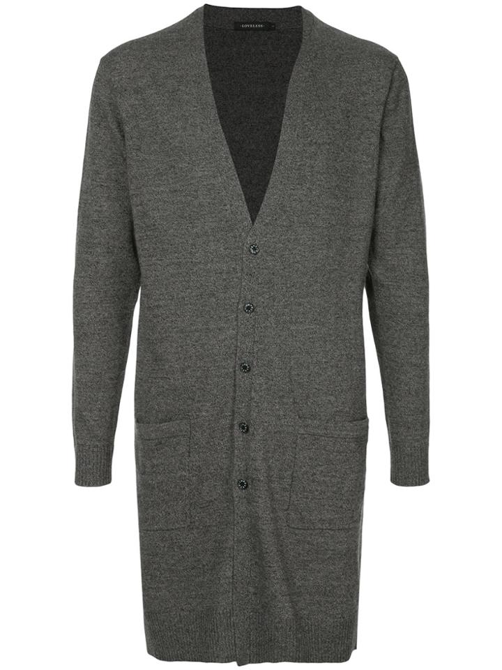 Loveless Longline Buttoned Cardigan - Grey