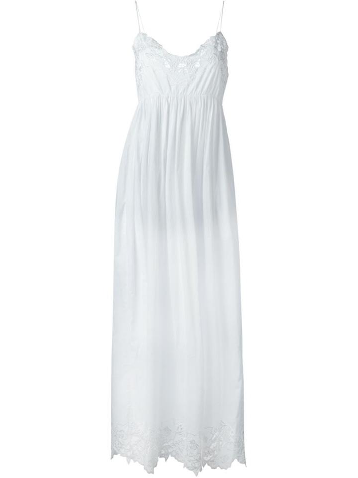 P.a.r.o.s.h. Long Embroidered Dress, Women's, Size: Xs, White, Cotton/polyester
