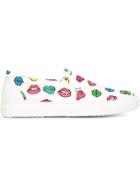 Au Jour Le Jour Mouth Print Slip-on Sneakers - White