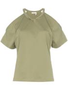 Chloé Cotton Cold Shoulder Chain T-shirt - Green