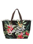 Mc2 Saint Barth Helene Vintage Tropical Print Tote - Black