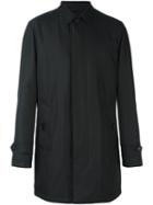Ermenegildo Zegna Zip-up Mac Coat, Men's, Size: 52, Black, Lamb Skin/polyester/wool