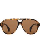 Gucci Eyewear Aviator Sunglasses With Gucci Stripe - Brown