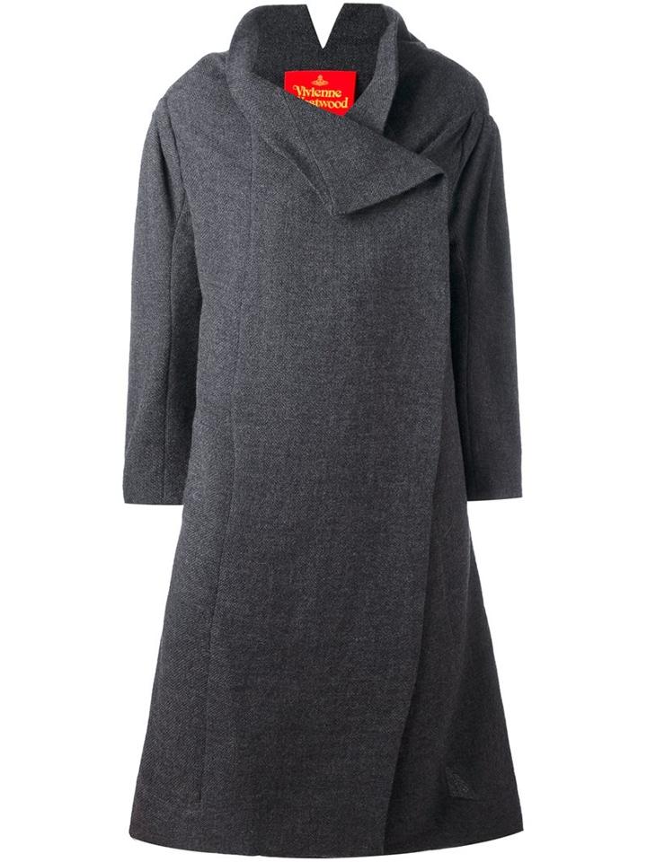 Vivienne Westwood Red Label Concealed Fastening Mid Coat, Women's, Size: 40, Grey, Cotton/viscose/virgin Wool