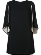 Halston Heritage Draped Sleeves Shift Dress, Women's, Size: Large, Black, Polyester