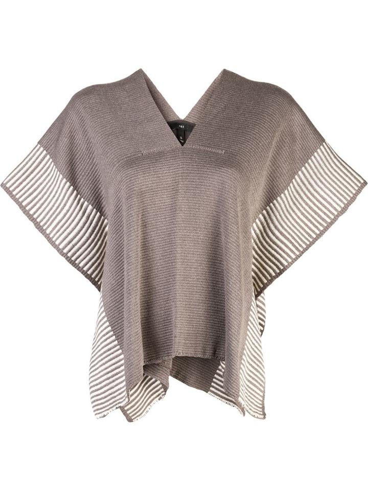 Voz Stripe Edge Poncho - Brown
