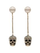 Alexander Mcqueen Gold Plated Brass Skull Drop Earrings - Metallic