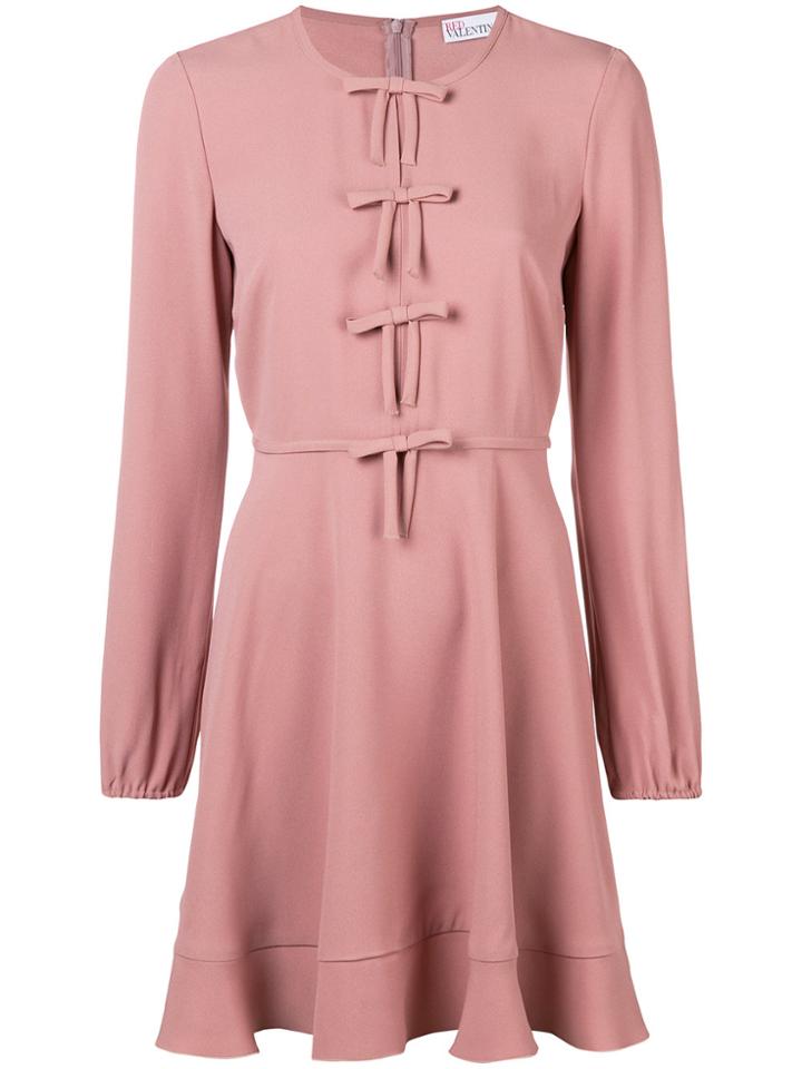 Red Valentino Bow Front Skater Dress - Pink & Purple