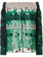 Yigal Azrouel Embroidered Off-shoulder Blouse, Women's, Size: 6, Green, Viscose/polyester