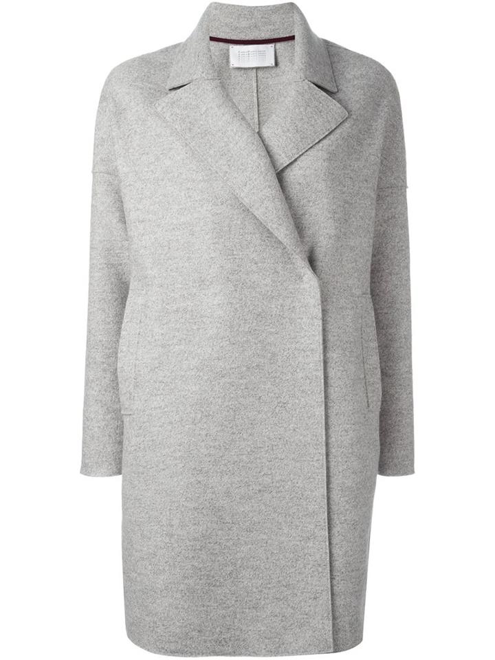 Harris Wharf London Notched Lapel Coat, Women's, Size: Medium, Grey, Virgin Wool