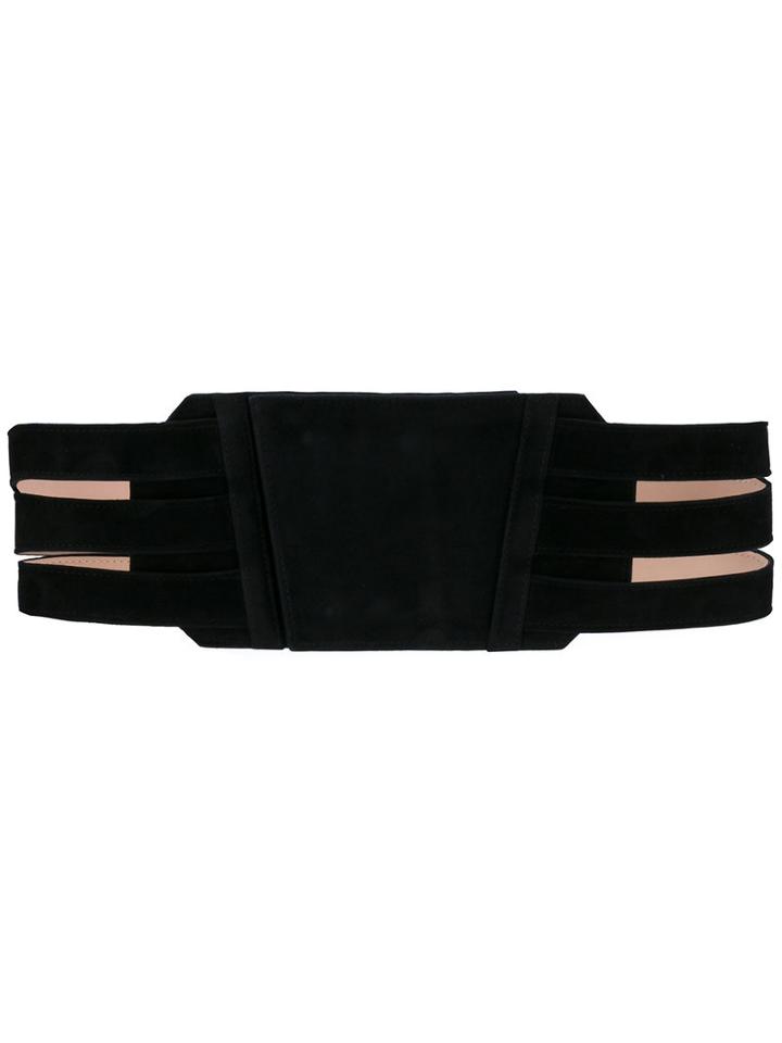 Balmain - Wide Belt - Women - Suede - S, Black, Suede