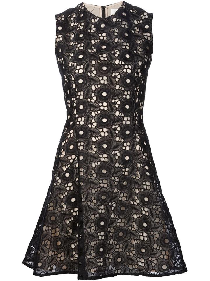 Victoria Beckham Floral Embroidery Flared Dress