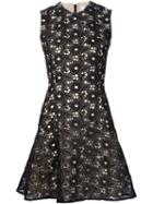 Victoria Beckham Floral Embroidery Flared Dress