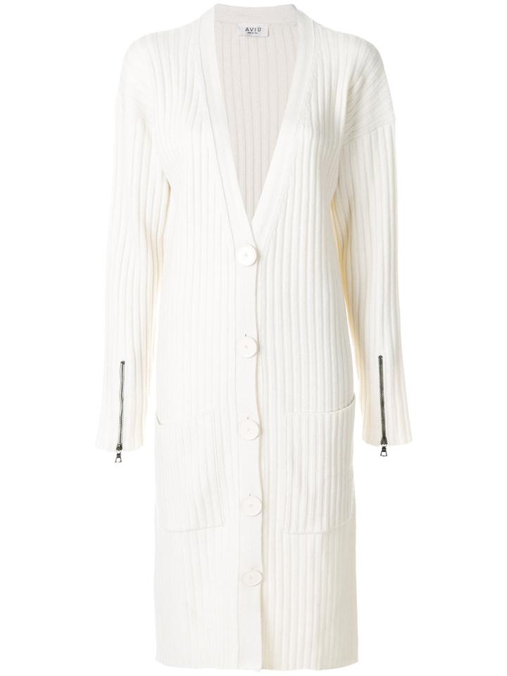 Aviù Long Ribbed Cardigan - Nude & Neutrals