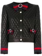 Gucci Quilted Jacket With Web Bows - Black