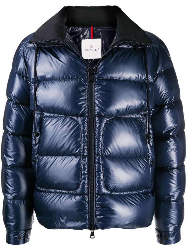 Moncler Logo Patch Padded Jacket - Blue