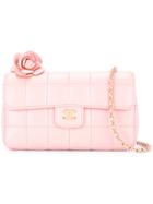 Chanel Vintage Choco Bar Camelia Cc Single Chain Shoulder Bag - Pink &