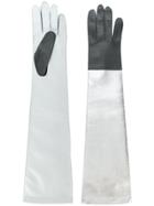 Manokhi Long Colour Block Gloves - Metallic