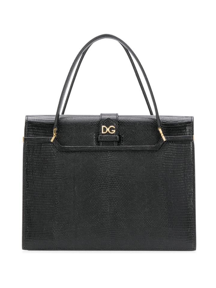 Dolce & Gabbana Crocodile Effect Tote - Black